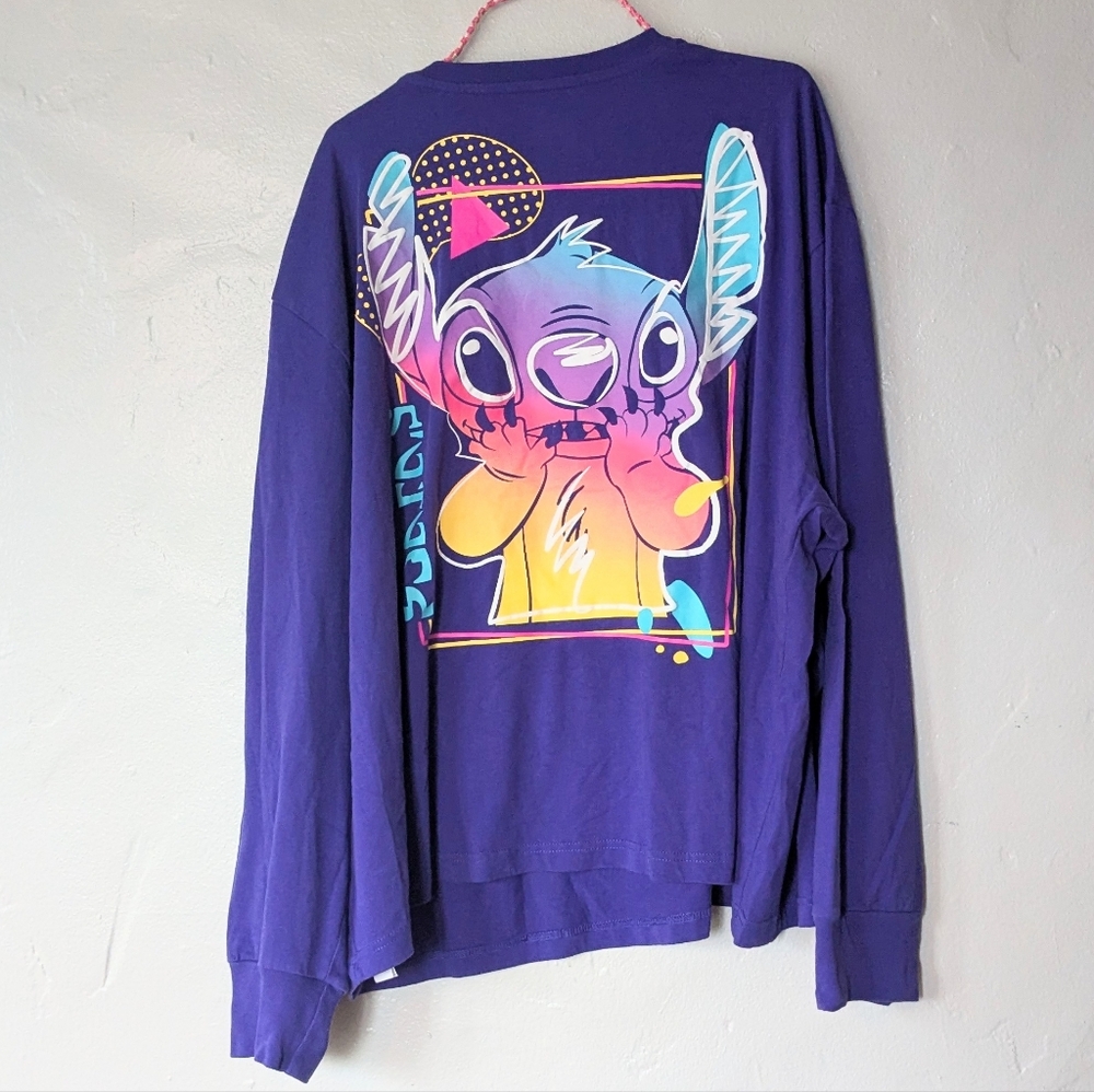 Disney Lilo & Stitch Neon Vaporwave Long Sleeve Shirt 3X Excellent Condition